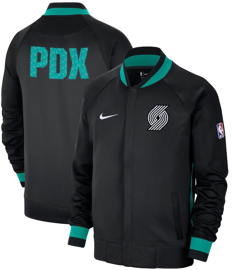 Men Portland Trail Blazers Black Nike City Edition Full Zip Jacket 2023 NBA Jersey->san antonio spurs->NBA Jersey